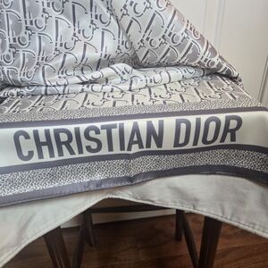 Dior Gray and Cream Signature Scarf